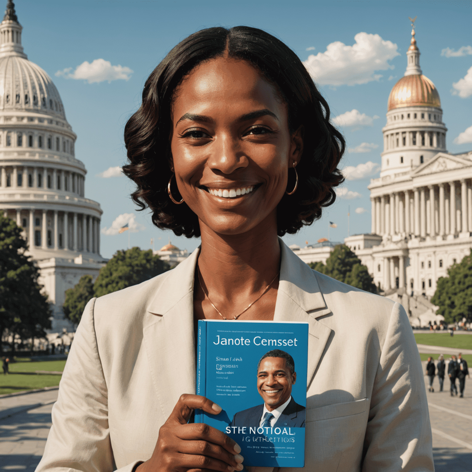 Capa do primeiro livro de Simone Tebet, mostrando a autora sorrindo e segurando uma cópia do livro com o Congresso Nacional ao fundo